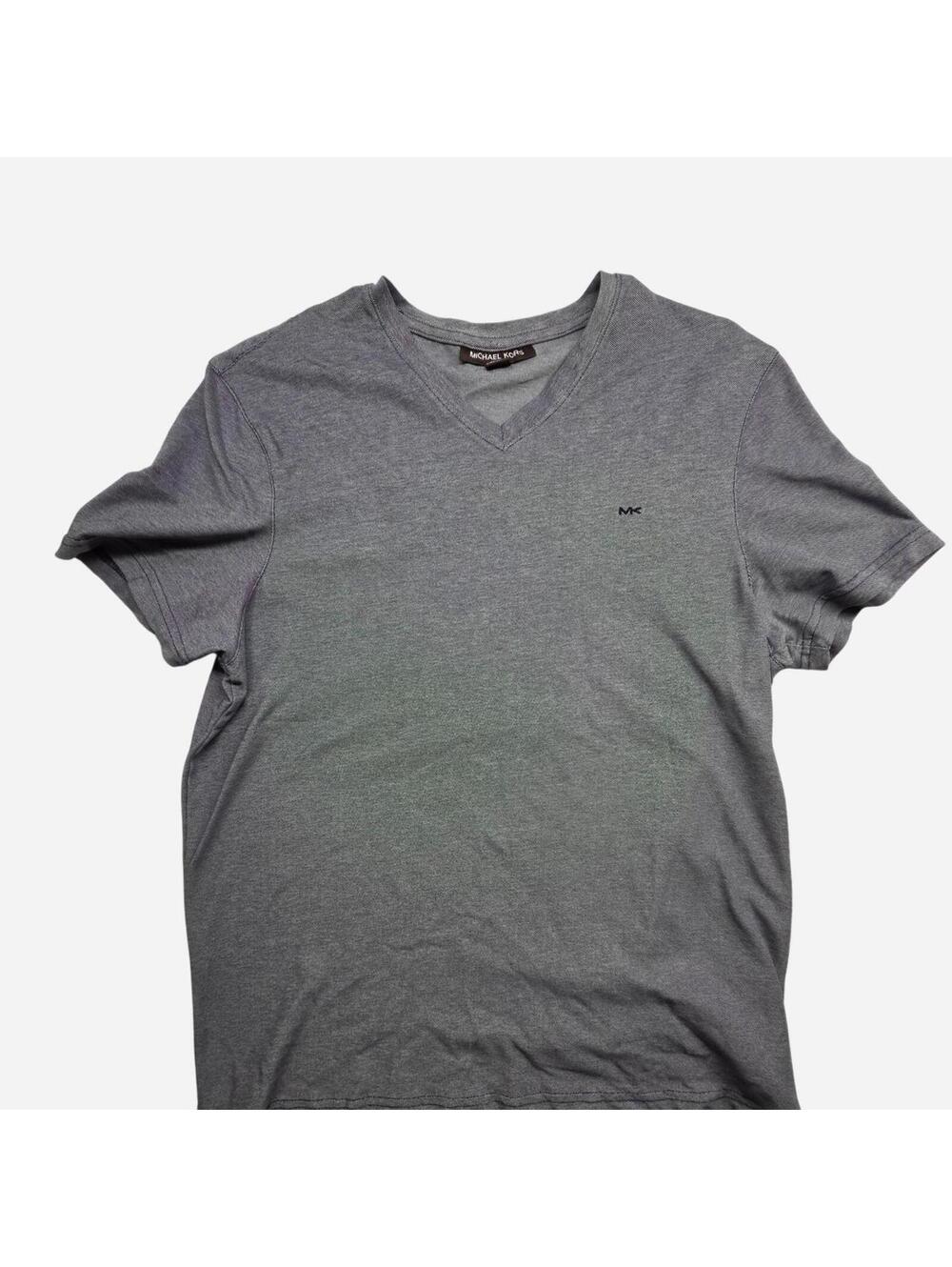 Michael Kors Men's Grey and Navy Tshirt